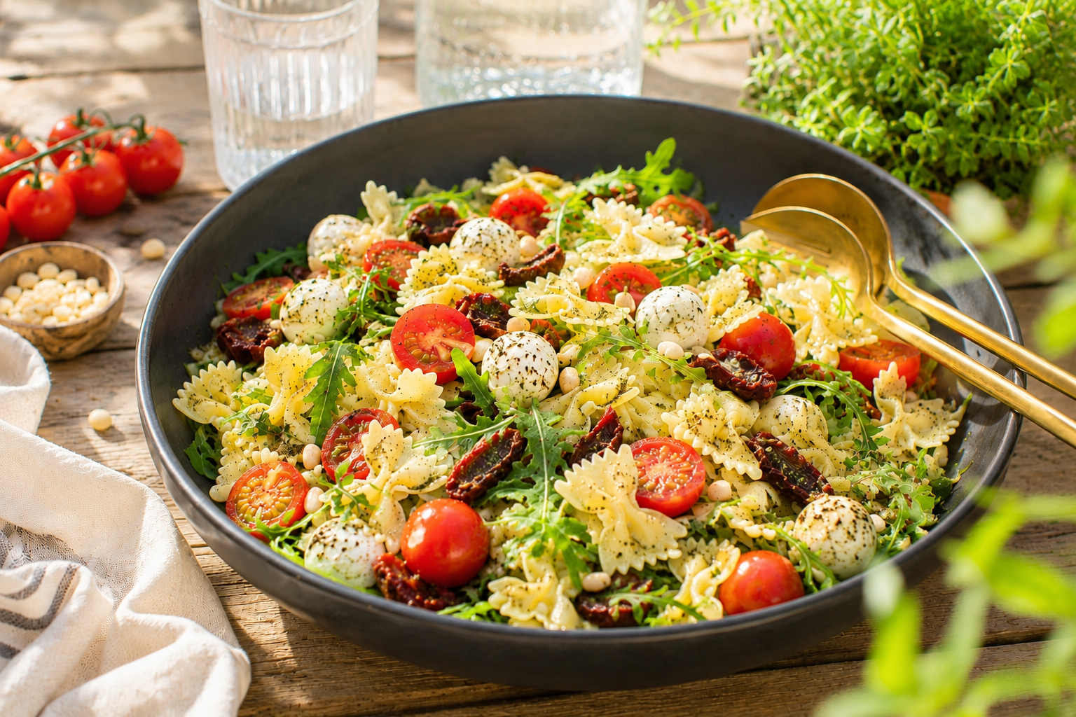 Mediterraner Nudelsalat – die perfekte Grillbeilage für den Sommer