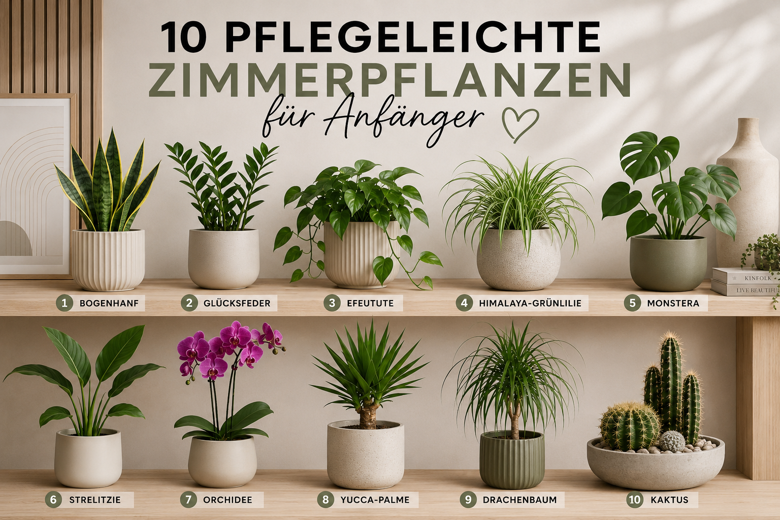 10 pflegeleichte Zimmerpflanzen für Anfänger – weniger Deko, mehr Gemütlichkeit